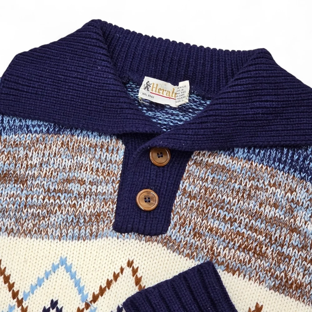 Vintage Geometric Crewneck Sweater GrandpaCore Size Large - See Measurements